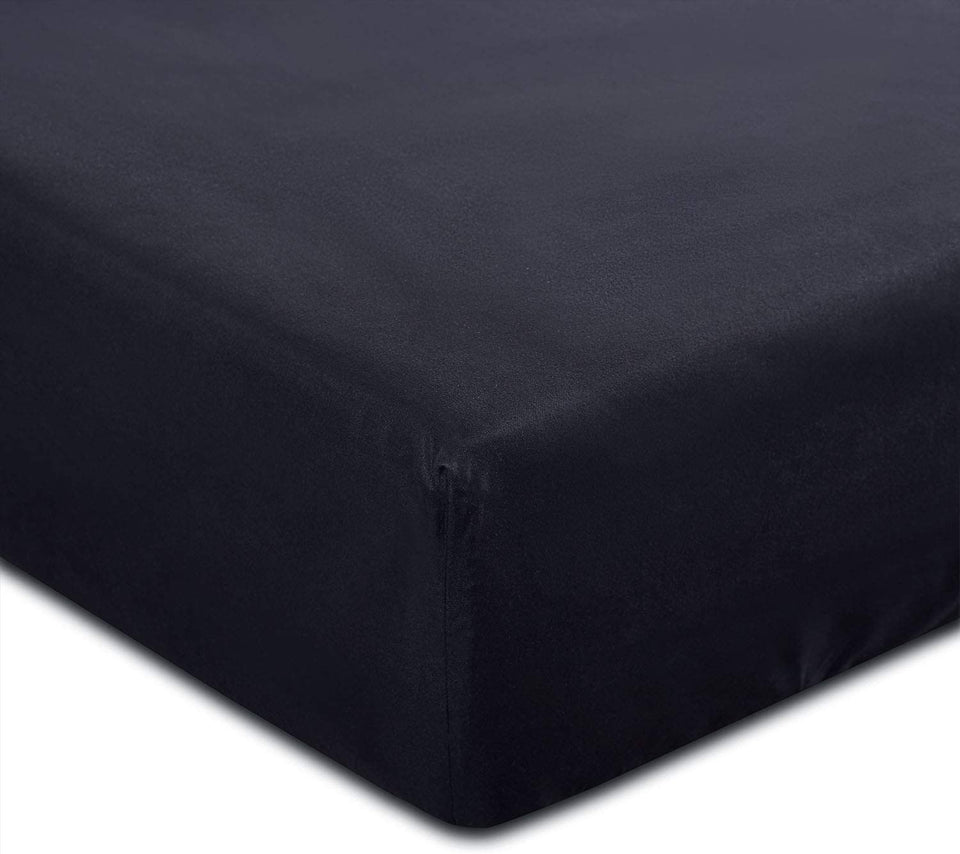 - Black Sheet Set, 1000TC Ultra Soft Microfiber, Fitted Sheet & Flat Sheet & 2 Pillowcases (4 Pcs, Queen Size)