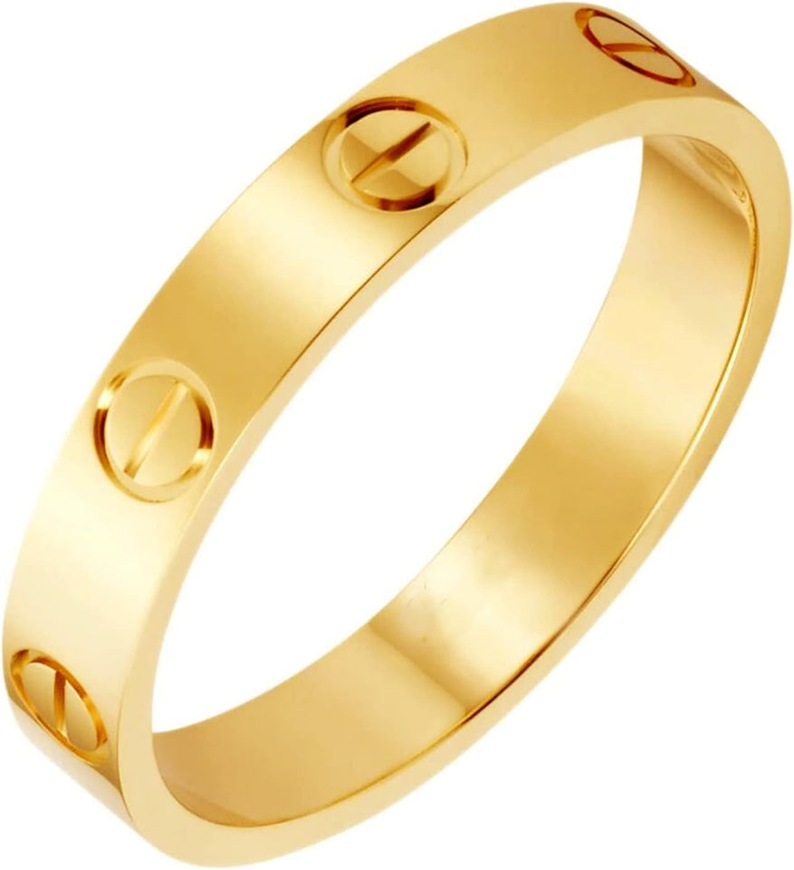 Love Rings for Women Band Rings Gold 18K Titanium Steel Wedding Ring Jewelry Anniversary Birthday Gifts for Women Men Girls Boys