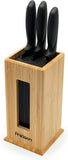 Square Knife Block Holder - Bamboo Knife Stand and Storage Organiser to save Kitchen Counter Space - Wooden Knife Holder for Large and Medium Knives - Kitchen Storage & Organisation