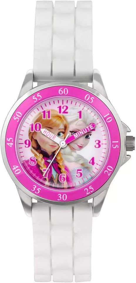 Kids' FZN3550 Frozen Anna and Elsa Watch with White Rubber Band, White, Quartz Movement