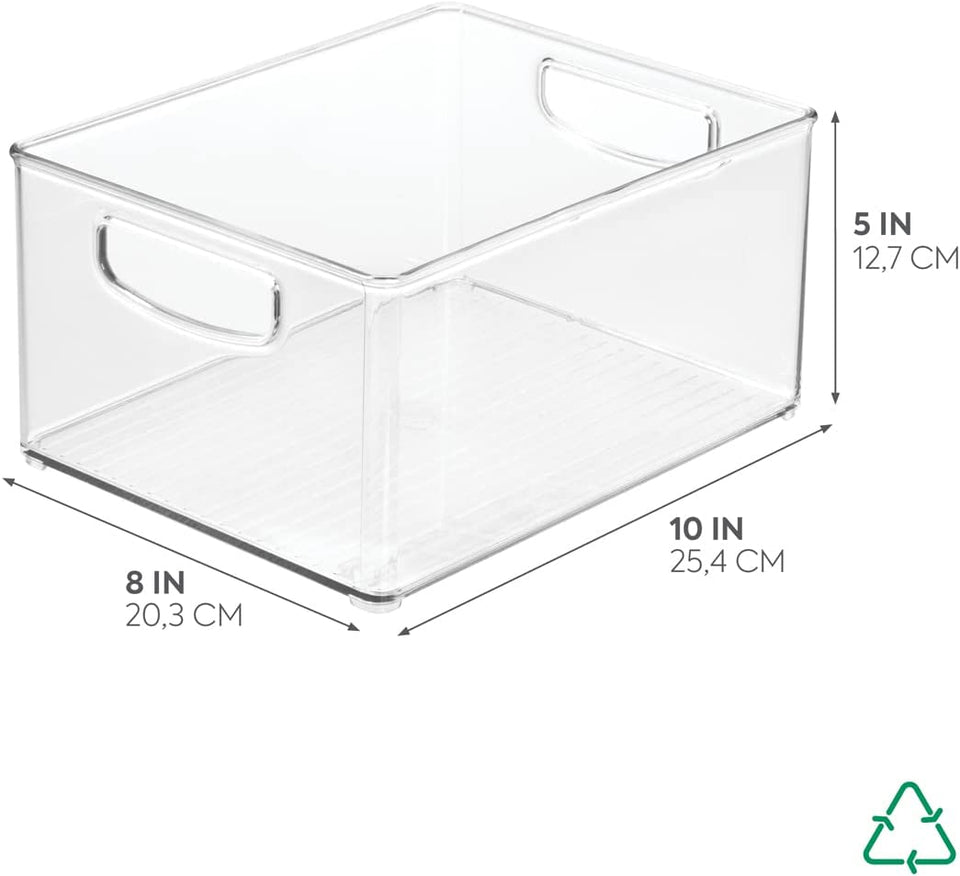 Cabinet/Kitchen Binz Kitchen Storage Container, Large Plastic Storage Boxes for the Fridge, Freezer or Pantry, Clear 10" X 8" X 5"