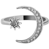 Crescent Moon Ring Gold Plated CZ Star Moon Adjustable Open Rings for Women Girls pattanaustralia