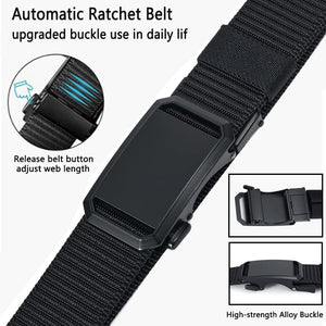 Men'S Belt,  Ratchet Belt for Men Casual, Nylon Jeans Belt with Click Buckle, Breathable Fabric Waist Strap Easy Adjustable Trim to Fit