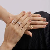 Crescent Moon Ring Gold Plated CZ Star Moon Adjustable Open Rings for Women Girls pattanaustralia