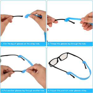 8 Pack Glasses Strap, Kids Eyeglasses Sunglasses Strap Glasses Band Holder Eyewear Retainer, Silicone Elastic Sports Toddlers Glasses Strap with Ear Grip Hooks, 8 Colors