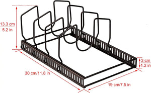 Adjustable Kitchen Lid Organizer, 7 Adjustable Compartments, for Pantry or Cabinet, Brown