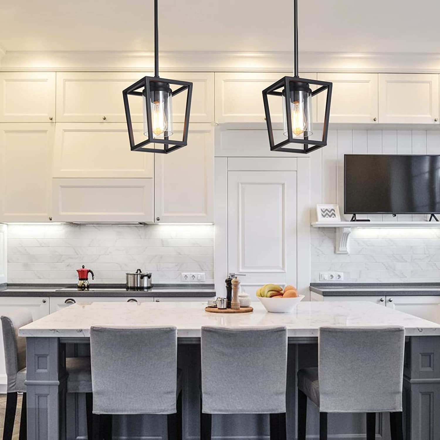 Black pendants over on sale kitchen island