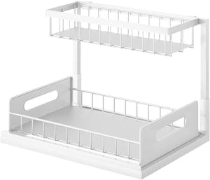 Kitchen Storage & Organisation, under Sink Storage,2 Tier under Sink Organiser, Sliding Cabinet Drawer Storage with Non-Slip Pads,Multi-Purpose under Sink Shelf Organizer