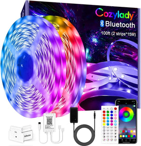 Bluetooth LED Strip Lights 30M,  100Ft LED RGB LED Light Strips Music Sync Color Changing APP Control Flexible String Lights for Home Kitchen Bar Bedroom Decor, Children'S Room Decorations