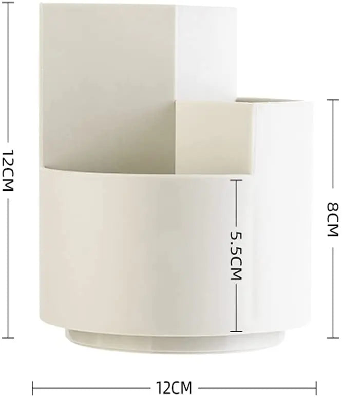 Multi-functional, Large Container, 360 Degree Rotating Round  Pen Holder White Pattan Australia