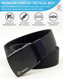 Mens Belt,  Tactical Belt for Mens Jeans, Heavy Duty Belt with Stretch Nylon Web and Quick Release Aluminum Buckle, Width 1.5" Length 53"