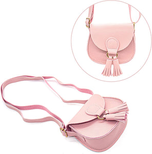 , 1 Piece Charming Pink Crossbody Bag with Tassel Mini Shoulder Purse Backpacks for Little Girls Children Toddler