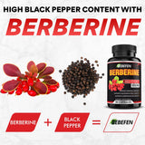 Berberine Capsules - 5050Mg Formula Pills with Black Pepper Extract - 90 Capsules Berberine Supplement for Supports Glucose Metabolism, Healthy Immune System, Cardiovascular Heart - 3 Month Supply