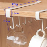 2Pack under Cabinet 6-Mug Hooks under Shelf, Multi-Function Cup Mug Holder for Kitchen under the Closet Hanging Organizer Hooks, Kitchen Storage Rack Hooks Utensil for Mug Cabinet Shelves White