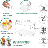 Clear Plastic Storage Bins, 4 Pack Perfect Pantry Organizers and Storage Containers Refrigerator Organizer Bins with Handles Kitchen Cabinet Freezer Closet Bathroom Storage Organization