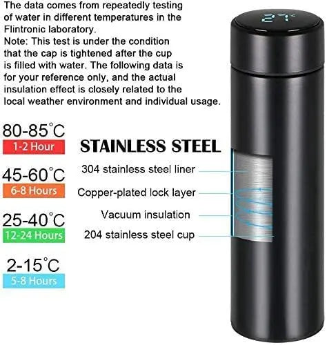 Smart Vacuum Insulated Water Bottle Travel Mug with LED Temperature Display Pattan Australia