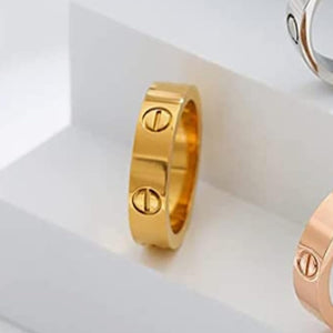 Love Rings for Women Band Rings Gold 18K Titanium Steel Wedding Ring Jewelry Anniversary Birthday Gifts for Women Men Girls Boys
