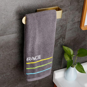Bathroom Towel Holder Rack Adhesive,  Modern Thicken Rustproof Hand Towel Rack Bath Towel Bar for Bathroom Kitchen (Aluminium, Gold，20Cm)
