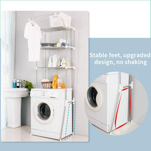 3-Tier Adjustable Washing Machine Rack over Toilet Bathroom Organizer above Washer Dryer Storage Shelf Space Saving Rack, White