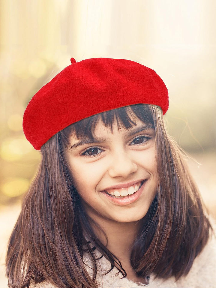 Beret Hat French Beanie Cap Artist Wool Hat for Children Kids Girls