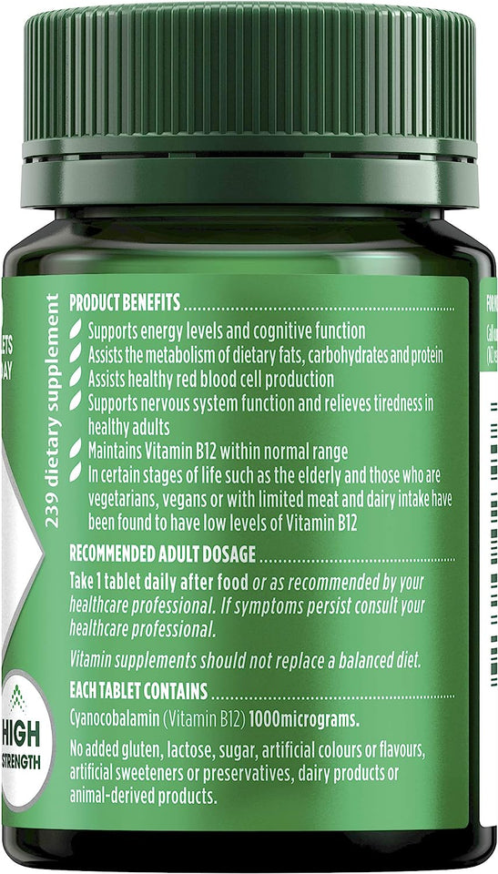 Vitamin B12 1000Mcg with Vitamin B for Energy - Supports Nervous System Function, 60 Tablets