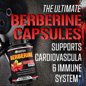 Berberine Capsules - 5050Mg Formula Pills with Black Pepper Extract - 90 Capsules Berberine Supplement for Supports Glucose Metabolism, Healthy Immune System, Cardiovascular Heart - 3 Month Supply