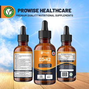 Vitamin D3 4000Iu + K2 MK7 25Μg I Orange Liquid Drops I High Strength 4000Iu D3 + 25Μg K2-30Ml Bottle I Fast Absorption I 1200 Vegetarian Drops - Made in UK by Prowise Healthcare