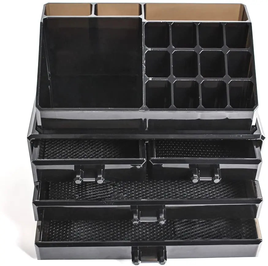 Acrylic Jewellery Storage Box, Cosmetics Lipsticks Makeup Organizer Holder Box 4 Drawers (Black) pattanaustralia