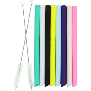 Housavvy Pack of 12, Kids Reusable Silicone Straws Colorful with Cleaning Brush Pattan Australia