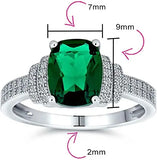 Rectangle Green Simulated Emerald Cut Statement  Ring for Women Sterling Silver pattanaustralia