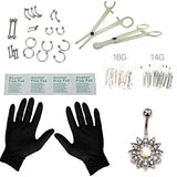 Professional Body Piercing Stainless Steel 41Pcs Set 14G ,16G Nose Ring Studs, Belly, Eye Brow  Piercing in silver pattanaustralia