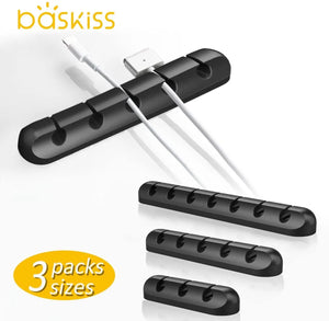 Cable Clips Cord Management Organizer, 3 Packs Adhesive Hooks (7, 5 and 3 Slots) (Black) pattanaustralia