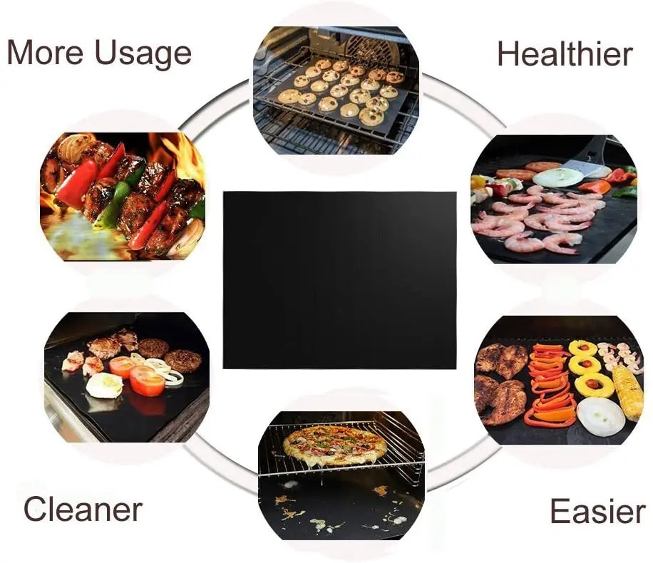 Grill Mat Set of 6-100% Non-Stick BBQ Grill Mats, Heavy Duty, Reusable, and Easy to Clean - Works on Electric Grill Gas Charcoal BBQ pattanaustralia