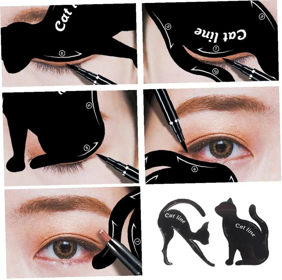 Cat Eyeliner Stencils, Professional, Premium PVC Material Smoky Eyes Makeup Applicators, Cat Shaped Eye Liner 2PCS pattanaustralia