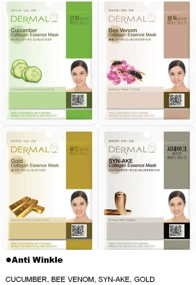 DERMAL16 Bundle Pack Collagen Essence Full Face Facial Mask Sheet. pattanaustralia