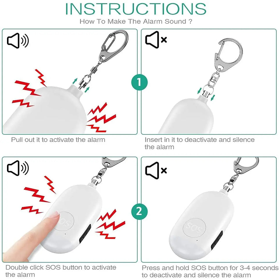 130dB Personal Alarms Keychain with LED Light, Support USB Charging, Emergency Device Pattan Australia