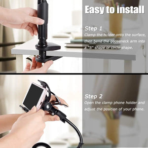 Bed Phone Holder Gooseneck Mount, for Desk Flexible Arm Clamp Mount Stand for IPhone & Samsung(Black) pattanaustralia