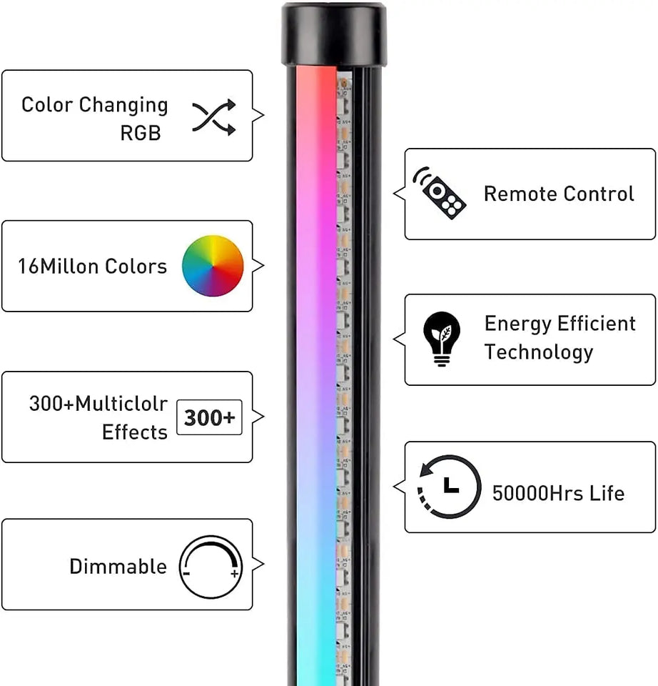 Corner Floor Lamp - RGB Colorful LED Floor Lamps with Remote Control, Adjustable for Living Room, Bedroom, Office Pattan Australia