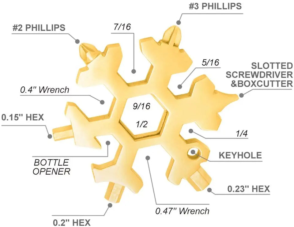 Saker 18-in-1 Snowflake Multi-Tool, Easy Stainless Steel Multi-Tool (Golden-GIFT PACKING(including Tool)) pattanaustralia