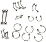 Professional Body Piercing Stainless Steel 41Pcs Set 14G ,16G Nose Ring Studs, Belly, Eye Brow  Piercing in silver pattanaustralia