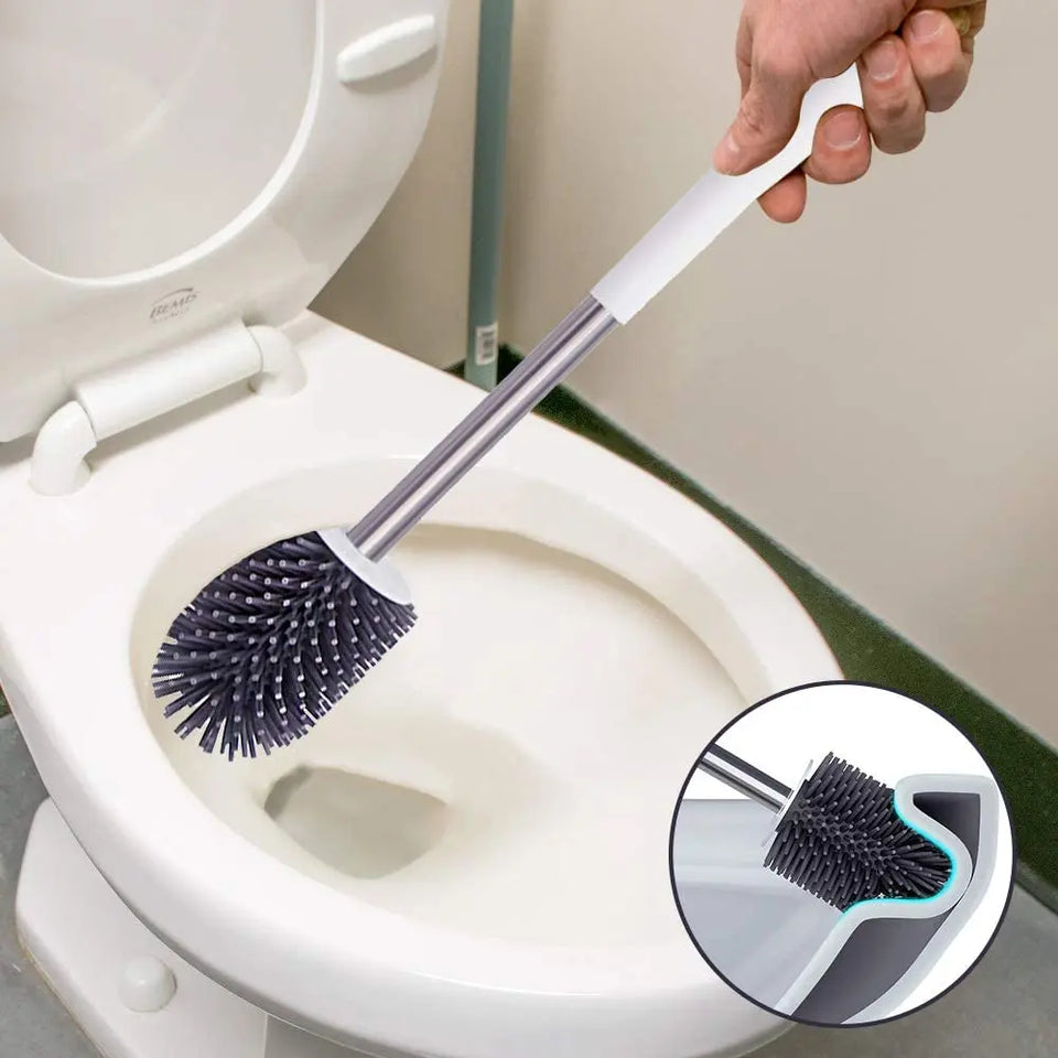 Toilet Brush and Holder Set, Silicone & Antibacterial Bristles Bathroom Cleaning Pattan Australia