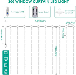 Fairy Curtain Lights, Amaze-T 300 LED Window Curtain String Light Wedding Party Home Garden Bedroom Outdoor Indoor Wall Decorations (Warm White) pattanaustralia