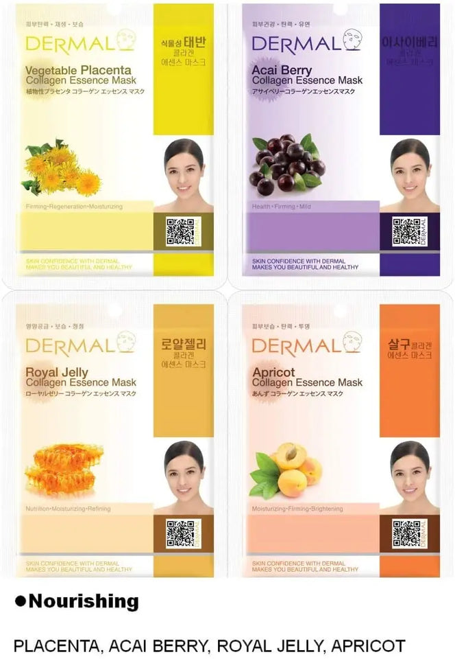 DERMAL16 Bundle Pack Collagen Essence Full Face Facial Mask Sheet. pattanaustralia