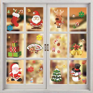 Miss Rui 10 Sheets Christmas Window Stickers, Snowflakes, Reindeer, Santa Claus Static Clings for Decoration Pattan Australia