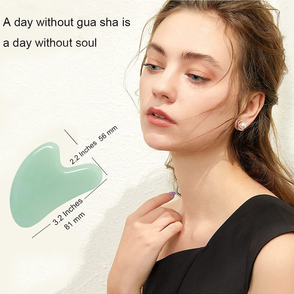 Gua Sha Tool, Jade Stone Guasha Massage Scraping, Guasha Board for Facial and Body Skin Massage. Gua Sha Tool for Toxins/Prevents Wrinkles for Spa Acupuncture Therapy Trigger Point Treatment.