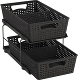 Simplehouseware 2 Tier Bathroom Organizer Tray Pull-Out Sliding Drawer/Under-Sink Storage, Black