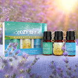 Top3 Blends Essential Oils Cozy Set Theraputic Grade Aromatherapy Oils for Sleep, Anxiety & Stress Relief, Immune Defence, Muscle Relief for Diffusers Humidifiers Massage, 10Ml