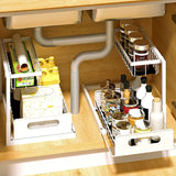 Kitchen Storage & Organisation, under Sink Storage,2 Tier under Sink Organiser, Sliding Cabinet Drawer Storage with Non-Slip Pads,Multi-Purpose under Sink Shelf Organizer