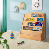 Kids Bookcase, Keezi 5-Tier Wooden Kids Bookshelf Magazines Display Rack Stand - Natural