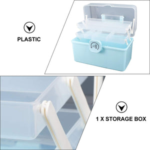 Household Medical Kit Portable Medicine Box Storage Locked Organizer Fold Organiser Blue 34X21.5CM